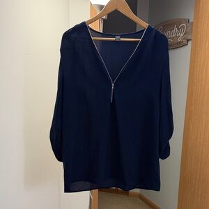 SHEIN Navy Blouse with Zipper size XL